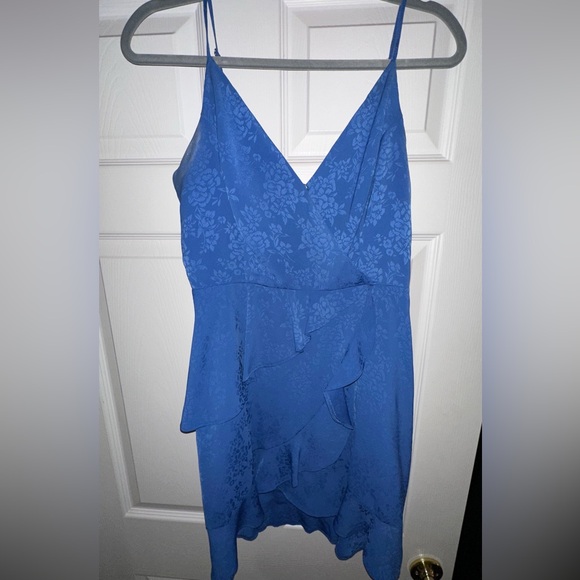 Blue Ruffle Mini Dress - Picture 1 of 3
